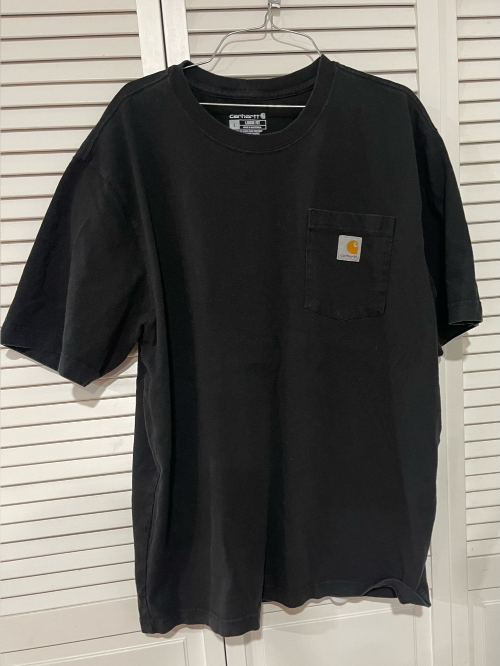 Carhartt Black Short-Sleeve Pocket Tee with Logo Patch